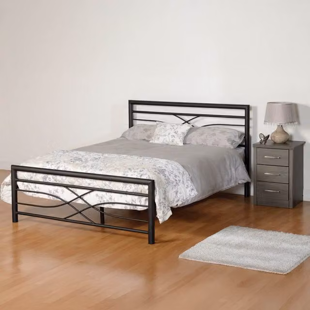 Seconique Modern Metal Bed Frame in Black, W/D/H: 180 x 200 cm