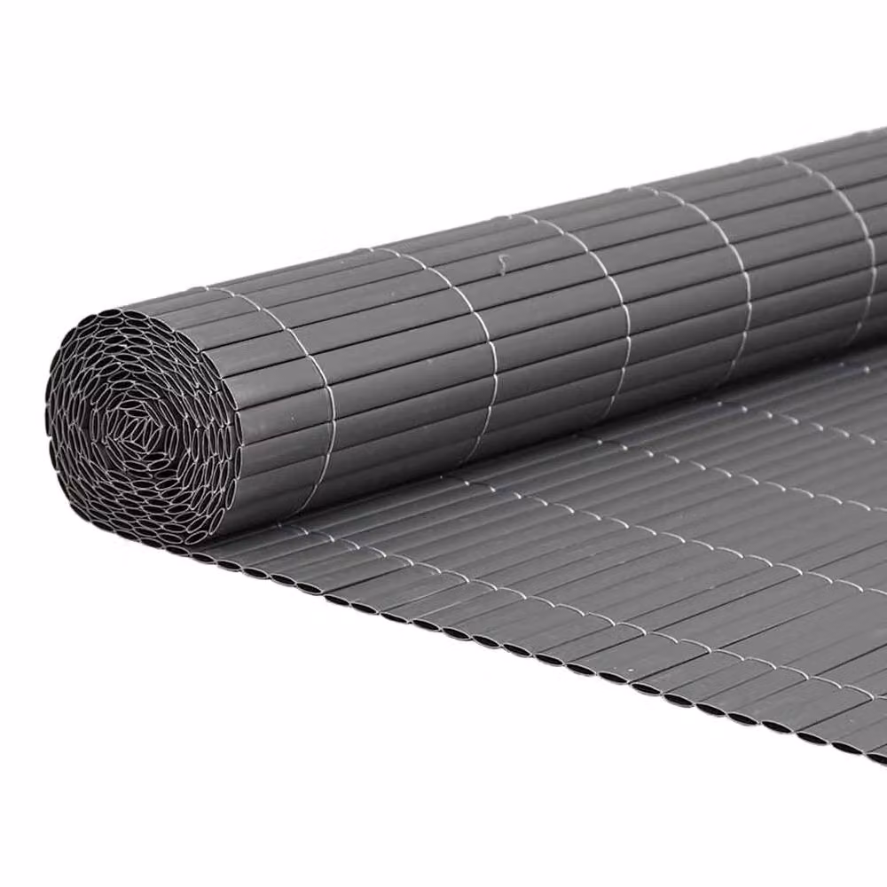 Berkfield Home Double-Sided Grey PVC Garden Fence, H: 180 cm, W: 300 cm – 2