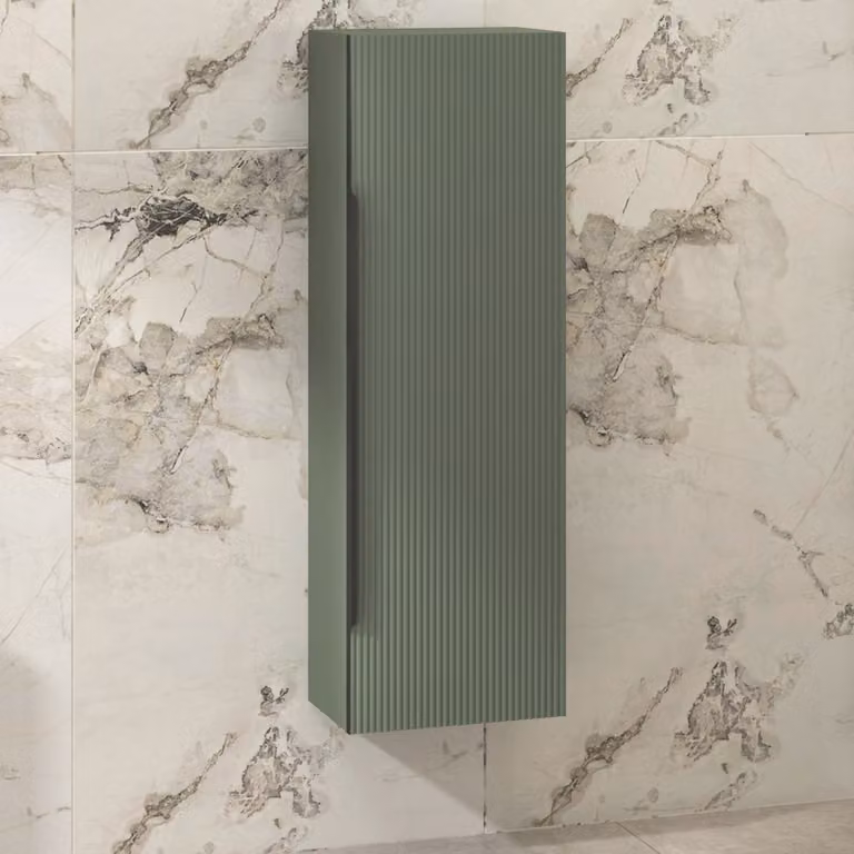 Royal Bathrooms Evora Wall Hung Tall Unit, Sage Green, W: 40 cm, H: 120 cm, D: 26 cm