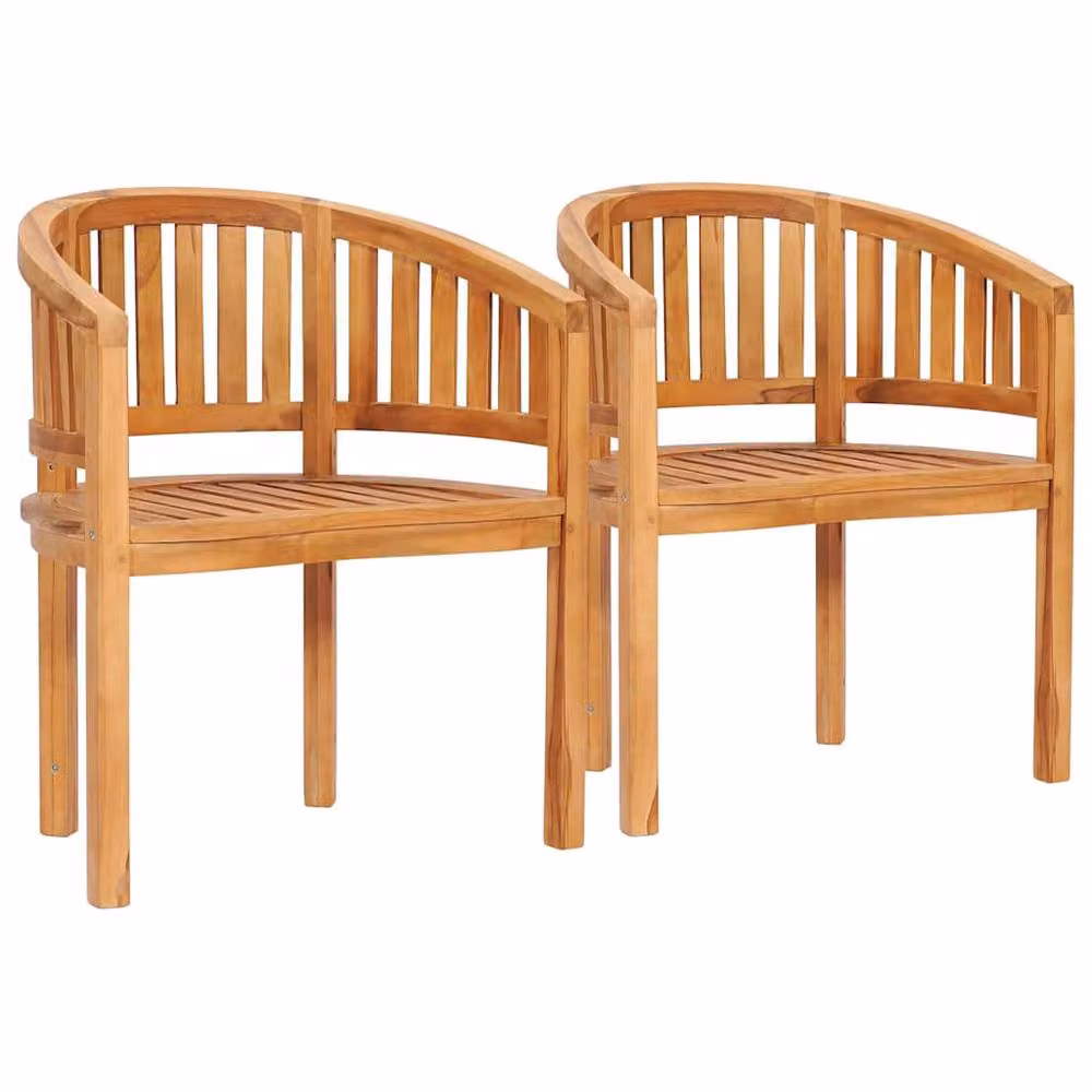 Berkfield Home Banana Chairs Set of 2, Solid Teak Wood, Brown, H 86 x W 68 x D 52 cm – 2