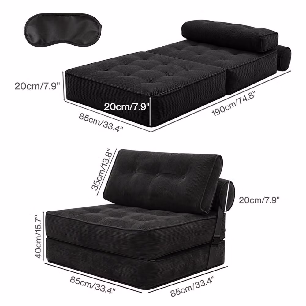 FORGEVIO 3-in-1 Convertible Sofa Bed and Foldable Couch in Black – 2