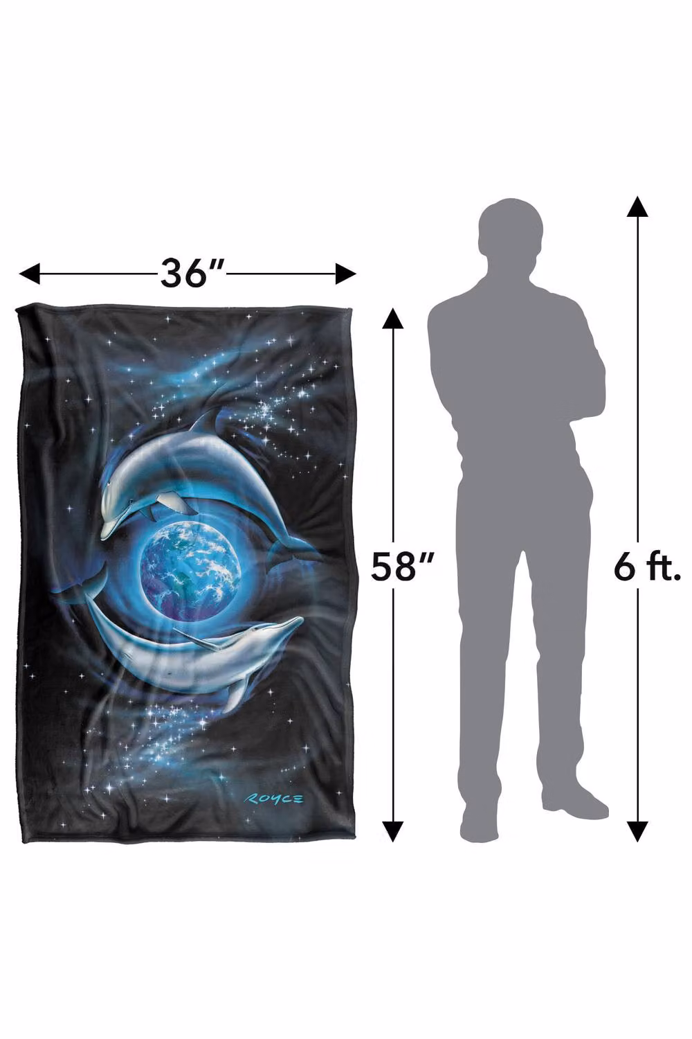 JQ Licensing Royce McClure Dolphin Planet Silky Touch Super Soft Fleece Throw Blanket, Multicolour, W: 91 cm, D: 147 cm – 8