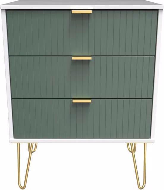 Ready Assembled 2 U Bexley 3 Drawer Chest in Green and Gold – 1