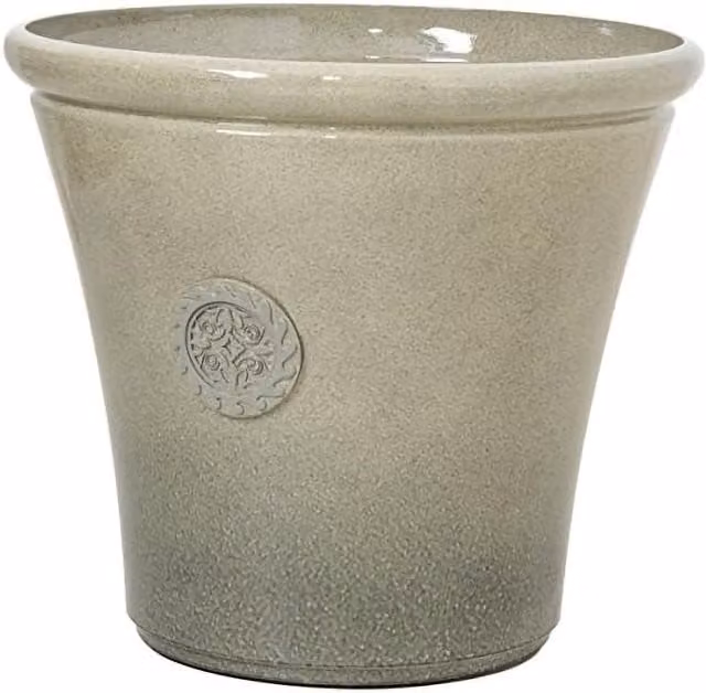 Primrose River Mist Round Outdoor Tuscan Planter Tub in Grey
