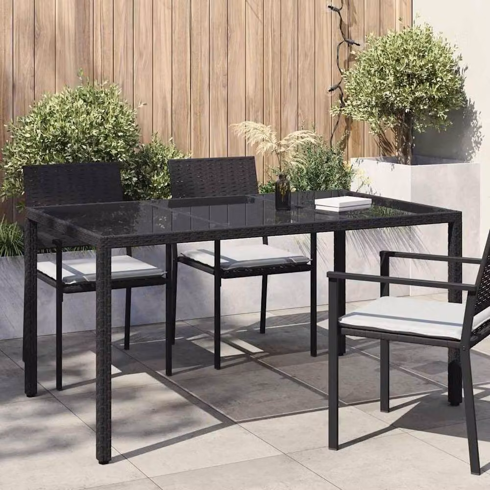 Berkfield Home Modern Garden Dining Table in Black Poly Rattan, W/D/H: 150 x 90 x 75.5 cm – 2