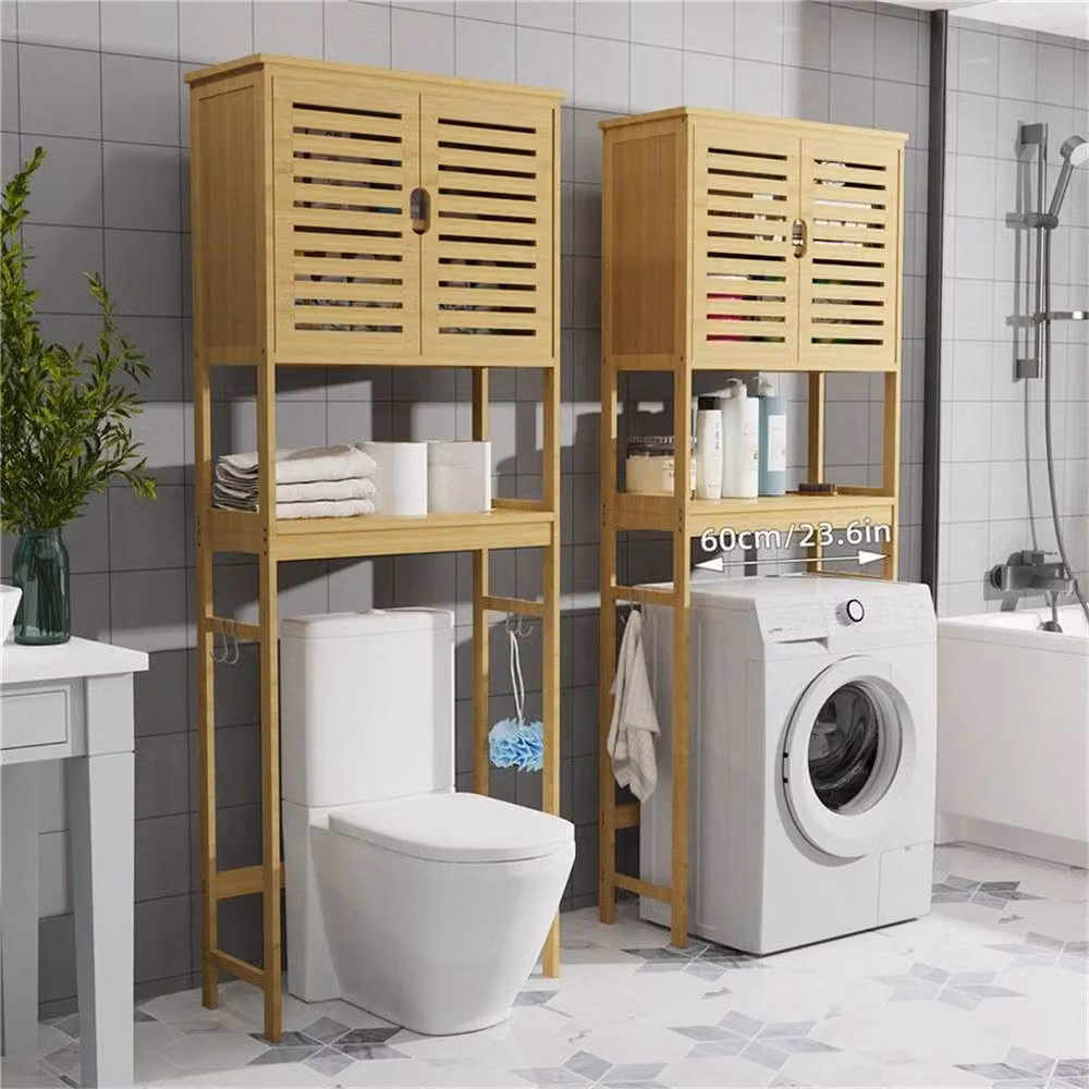 Havendro Bamboo Over Toilet and Washing Machine Storage Rack in Natural Sand – 3