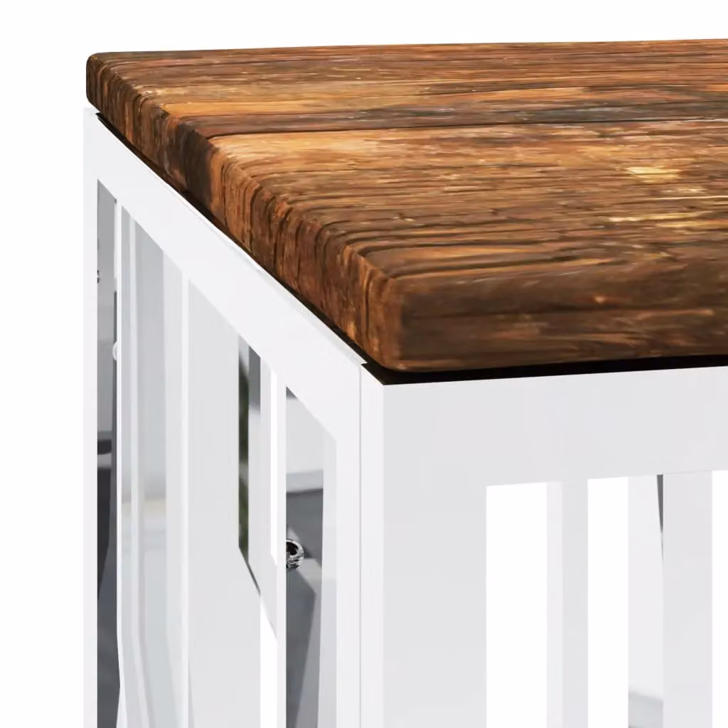 Berkfield Home Industrial Coffee Table in Silver Stainless Steel and Reclaimed Solid Wood – 2