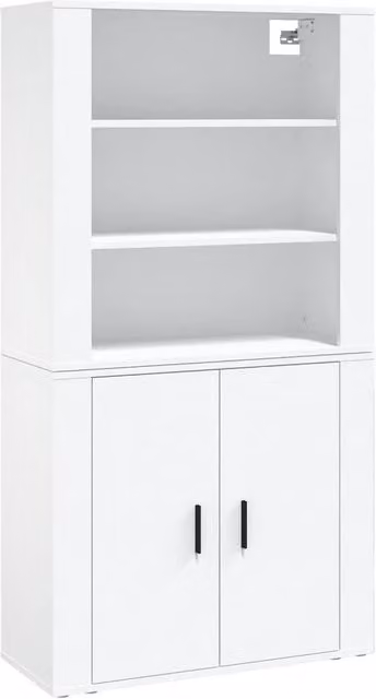 Berkfield Home White Matt Wall Mounted Highboard with Hinged Doors and Internal Shelves