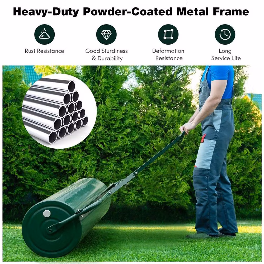 EONLION Metal Manual Lawn Roller in Green – 4