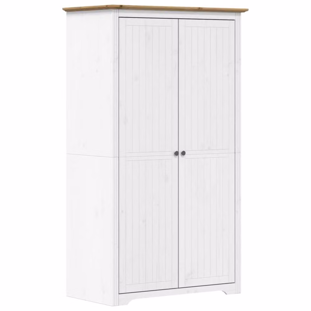 Berkfield Home BODO Wardrobe in White and Brown, Solid Pine Wood, W/D/H: 101 x 52 x 176.5 cm – 2