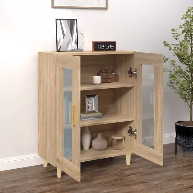 Berkfield Home Sonoma Oak Sideboard in Beige, W/D/H: 69.5 x 34 x 90 cm – 1