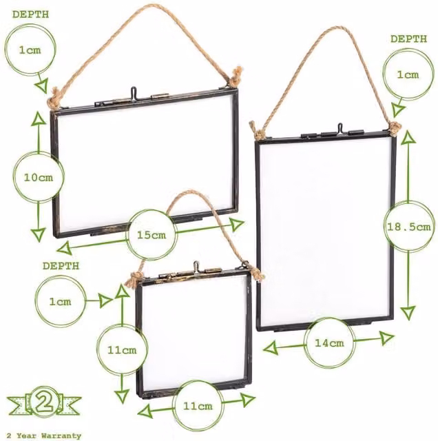 Nicola Spring Industrial Hanging Metal Gallery Set in Black