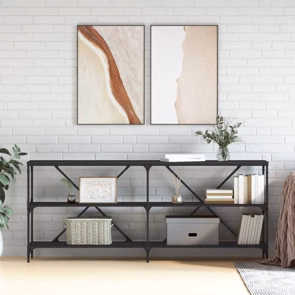 Berkfield Home Industrial Decorative Console Table in Black, W/D/H: 180 x 30 x 75 cm – 1