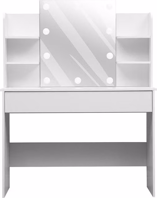 THE HOT SALE Hollywood LED Vanity Desk with Lighted Mirror in White