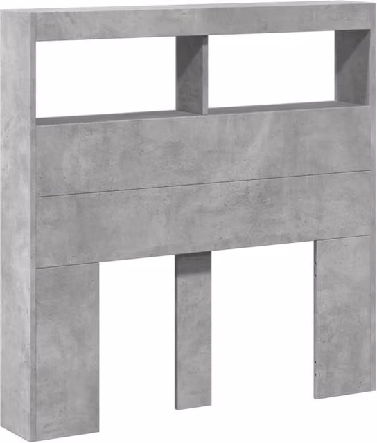 Berkfield Home LED Headboard Cabinet in Concrete Grey, W/D/H: 100 x 17 x 102 cm