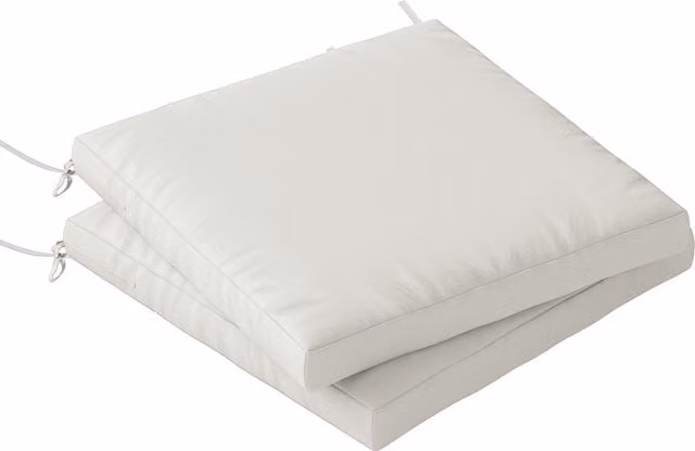 Outsunny Set of 2 Waterproof Outdoor Seat Cushions with Ties, Cream White Rectangular Foam Garden Seat Pads with Removable Washable Covers – 1