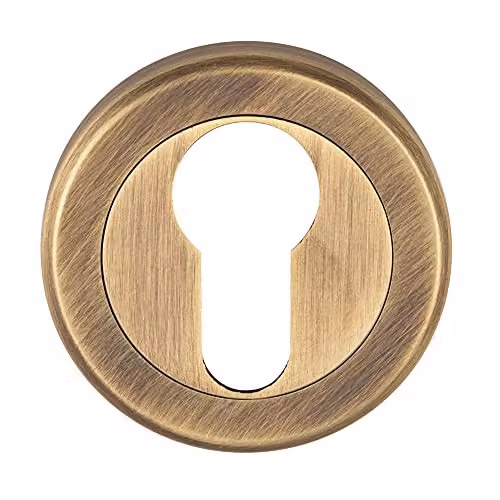 Loops 50mm Euro Profile Round Escutcheon with Bevelled Edge and Concealed Fix in Antique Brass – 2