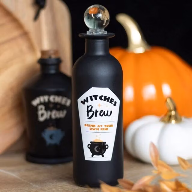 Uniqueful Decorative Witches Brew Glass Potion Bottle in Black, 1000ml – 1
