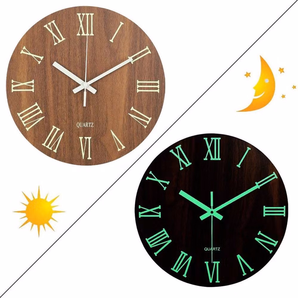 PAWNORA Round Wooden Analog Wall Clock in Brown, Diameter: 30.48 cm – 3
