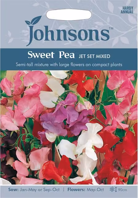 Johnsons Jet Set Mixed Sweet Pea Multicolour Flower Seeds