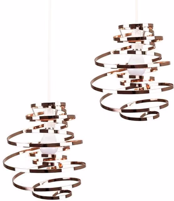 ValueLights Bensson Pair of Copper Metal Ceiling Pendant Shades, Width: 30 cm – 1