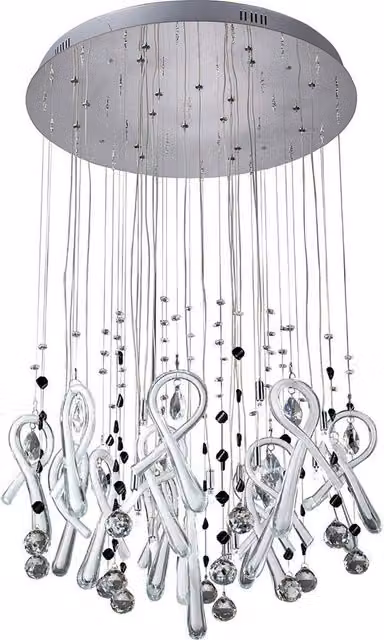 Netlighting Classic Round Pendant Light with White Glass and Chrome Finish, 20 x G4 Bulbs