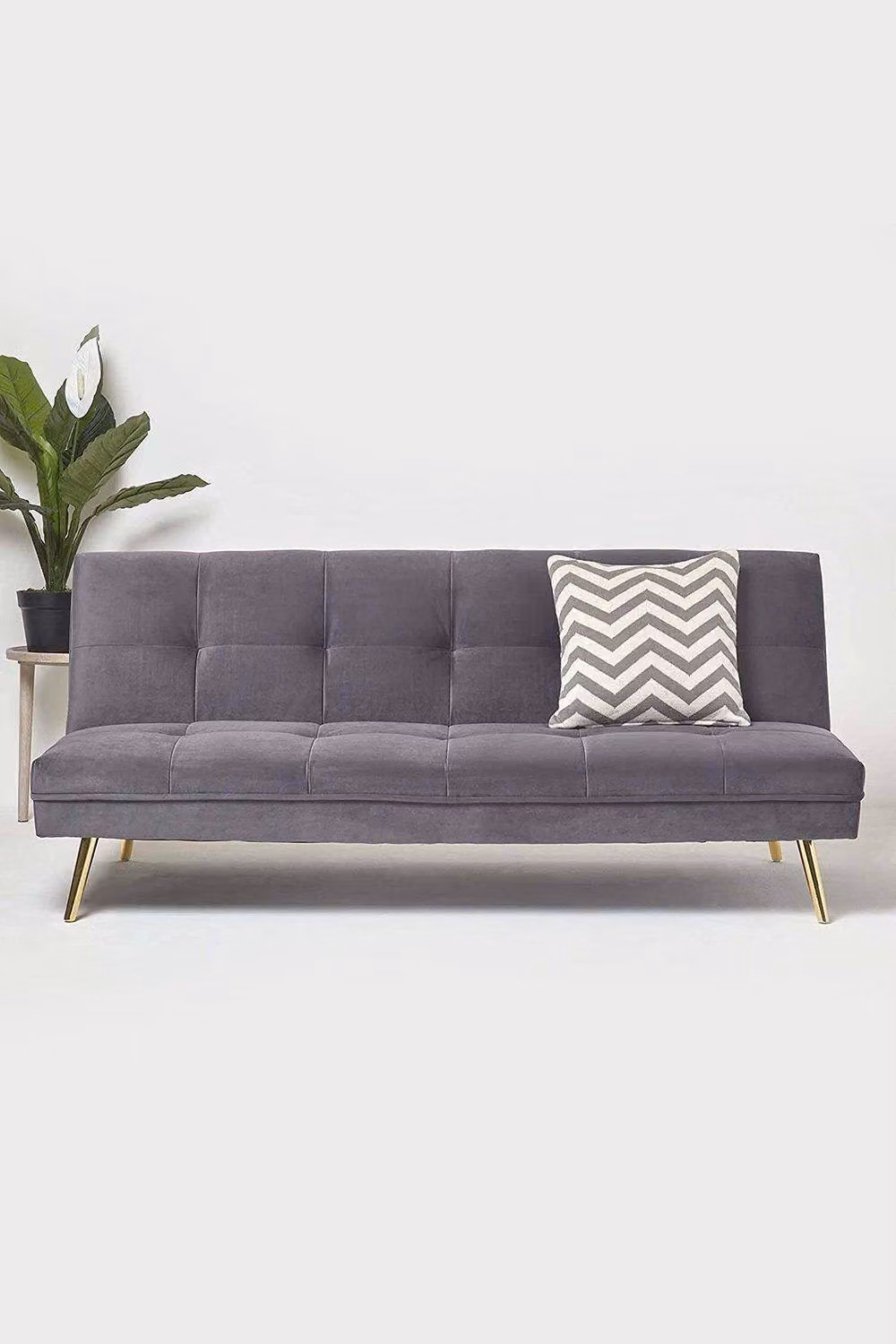 Homescapes Laurie Velvet Click Clack Sofa Bed in Grey – 2