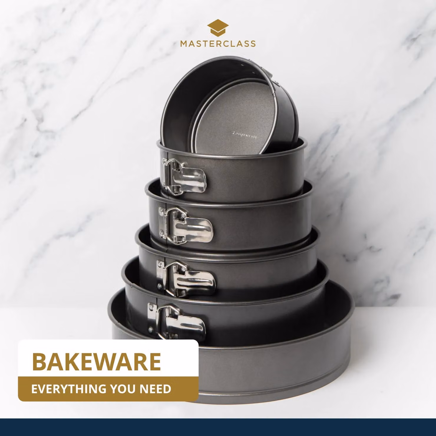 MasterClass Non-Stick Loose Base Springform Round Cake Pan, Grey, Diameter: 18 cm – 7