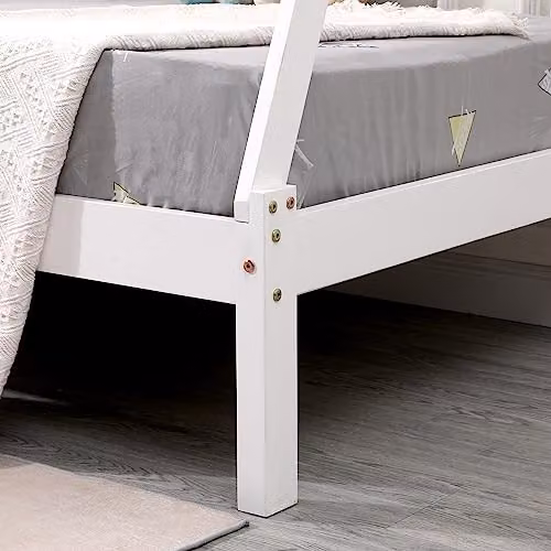 SlumberWorx Harry Kids Wooden Teepee Tent Single Bed Frame in White and Grey – 3