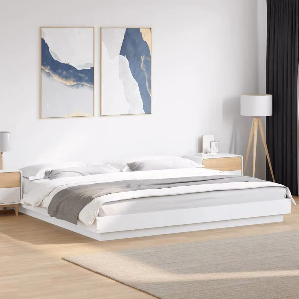 Berkfield Home Modern Bed Frame in White, W/D/H: 200 x 200 x 220 cm – 2
