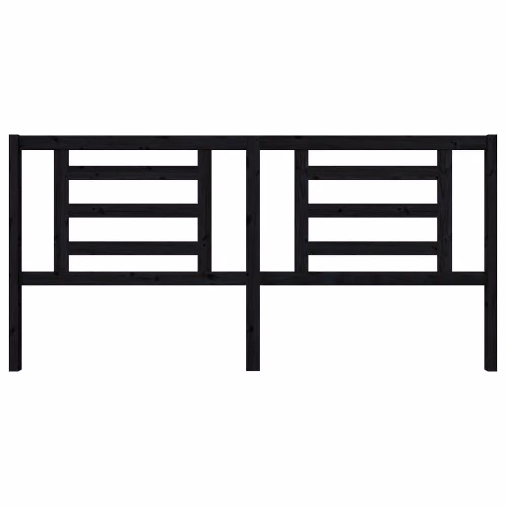 Berkfield Home Black Solid Pine Wood Bed Headboard W/D/H: 206 x 4 x 100 cm – 3