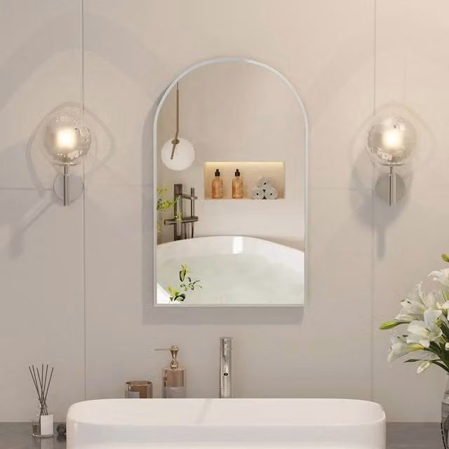 KEEPREAPER Sleek Wall Mounted Bathroom Mirror Cabinet in Silver with Brushed Nickel Finish, W: 42 cm, H: 68 cm
