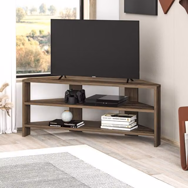 Decortie Thales Modern Corner TV Unit in Dark Brown, W: 110 cm
