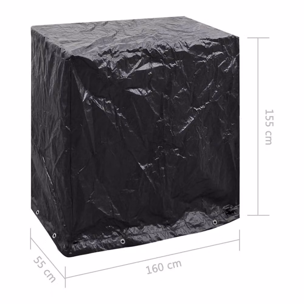 Berkfield Home Black Table Tennis Table Cover with 8 Eyelets, W/D/H: 160 x 55 x 182 cm – 5