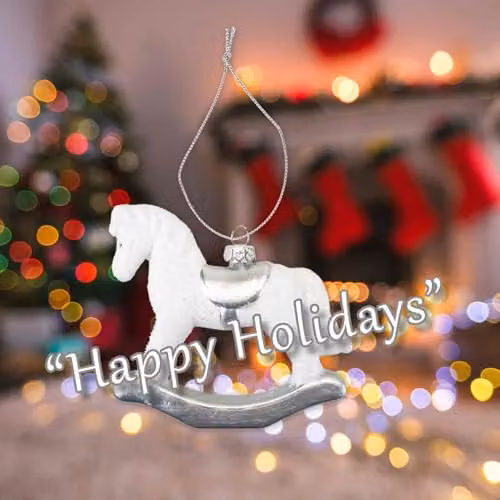 VFM e-Store Silver and White Glass Rocking Horse Christmas Tree Hanging Ornament, Height: 10 cm – 4