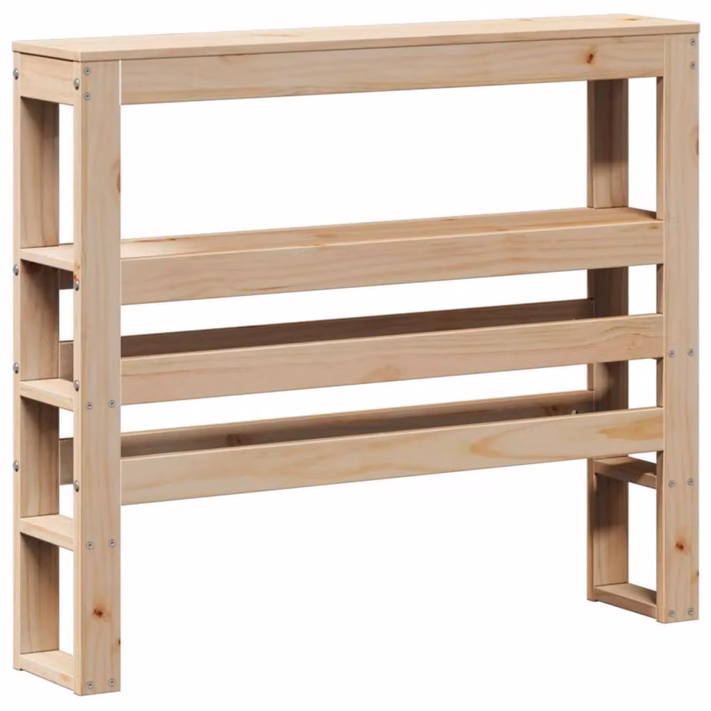 Berkfield Home Single Solid Wood Pine Bed Frame in Natural with Side Compartments, W/D/H: 90 x 190 cm – 2