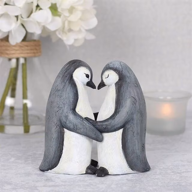 Uniqueful Penguin Partners For Life Ceramic Tabletop Ornament in Grey