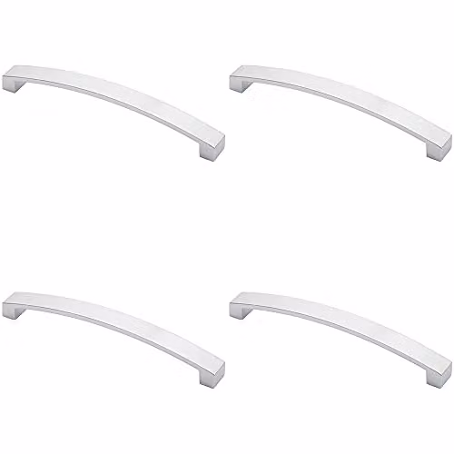 Loops 4 Pack Flat Curved Bow Pull Handles in Polished Chrome, W: 23.8 cm, D: 2.5 cm, Fixing Centres: 22.4 cm