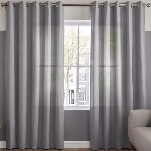 Terrys Felicity Made to Measure Sheer Voile Curtain Panel in Grey Smoke