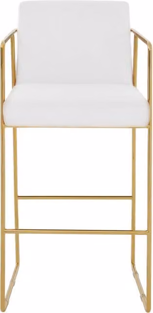 Fifty Five South Orsina Modern White Velvet Bar Stool with Gold Metal Frame – 1