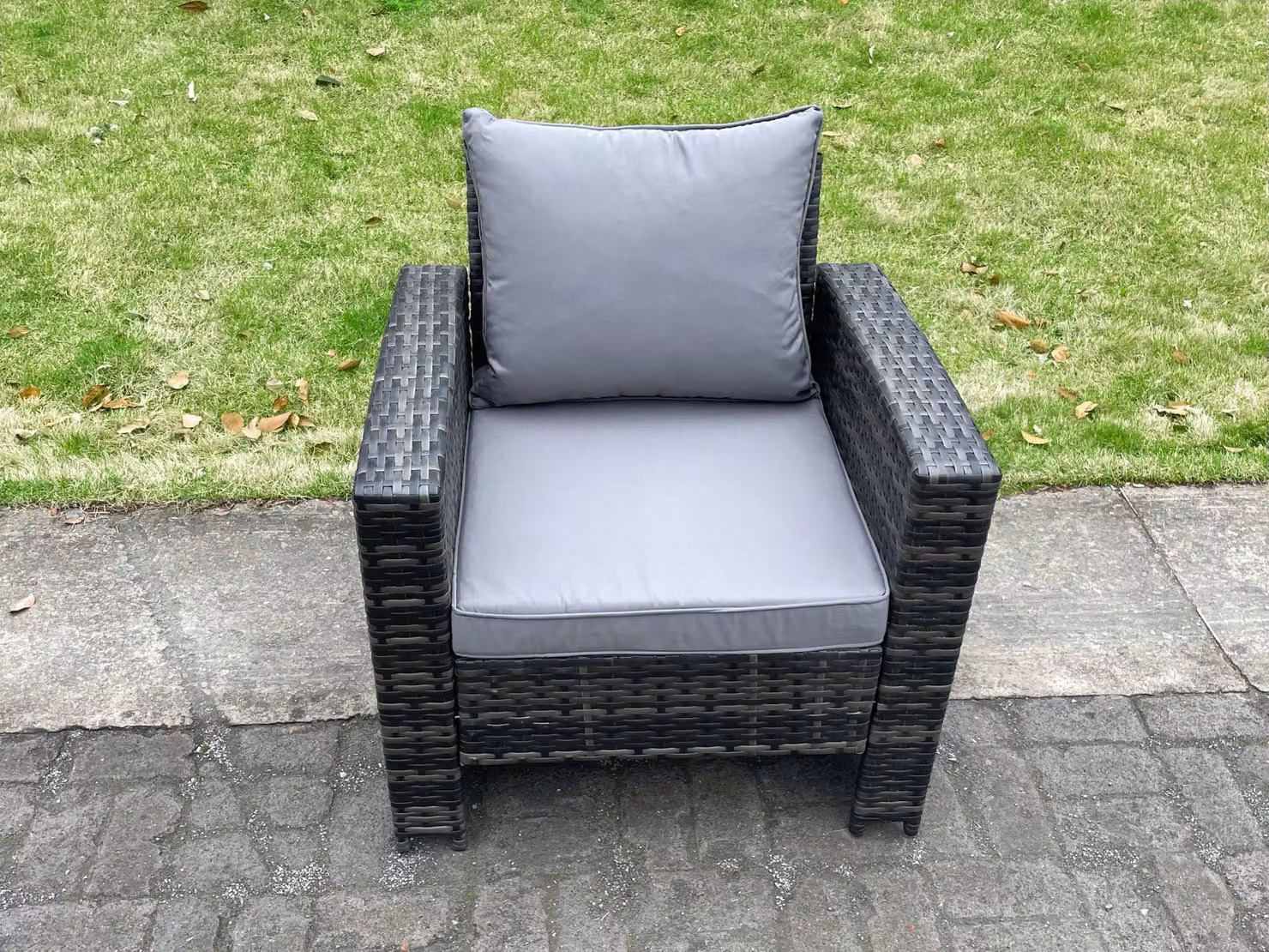 Fimous 8 Seater Dark Grey Rattan Outdoor Dining Set with High Back Sofa, Chairs and 2 Stools – 2
