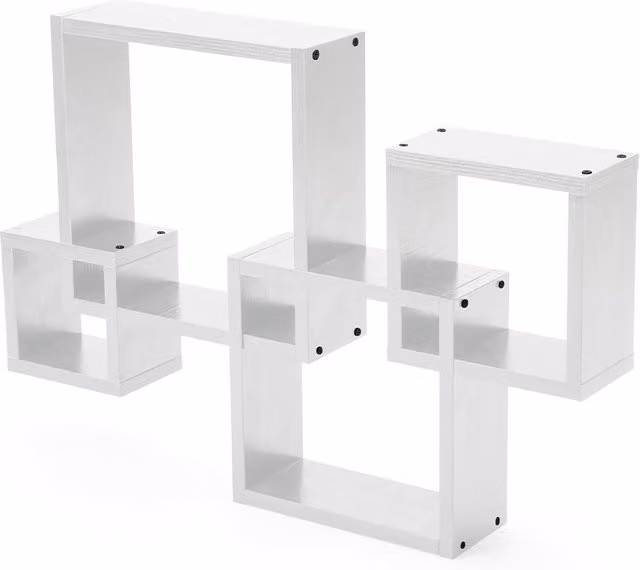 Garden Sanctuary White Wooden Geometric Cube Wall Mounted Floating Shelf