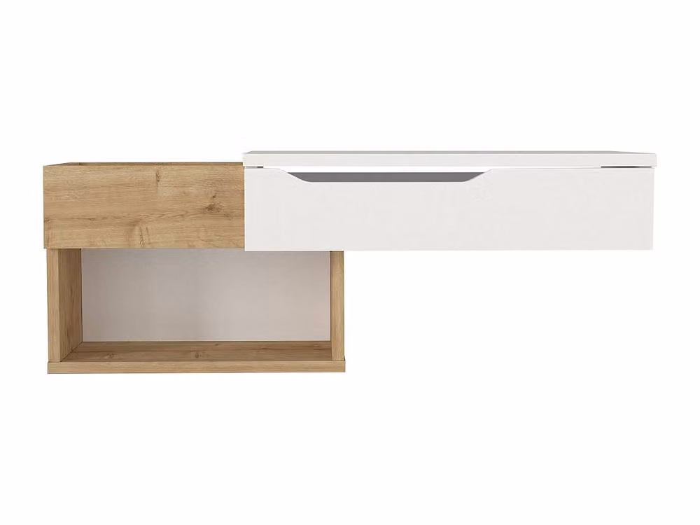 Vente-unique Wall-Mounted Console Table with 1 Drawer and 2 Niches in Light Oak – 2