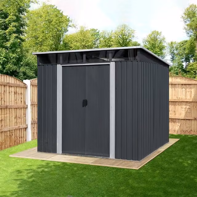 Agadon Pent Metal Shed with Skylight Window in Anthracite Grey