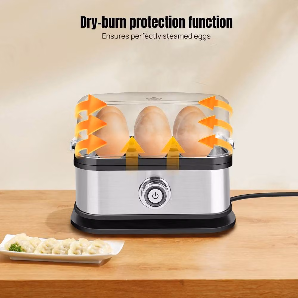 NESTLUNE Stainless Steel 6-Egg Electric Cooker Poacher and Steamer in Grey – 5