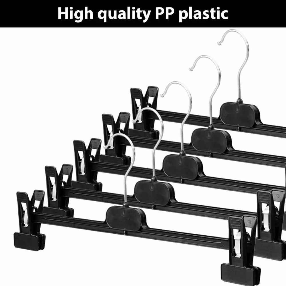 SPETLEK Black Plastic Adjustable Clip Hangers with Swivel Hook, 20 Pieces – 3