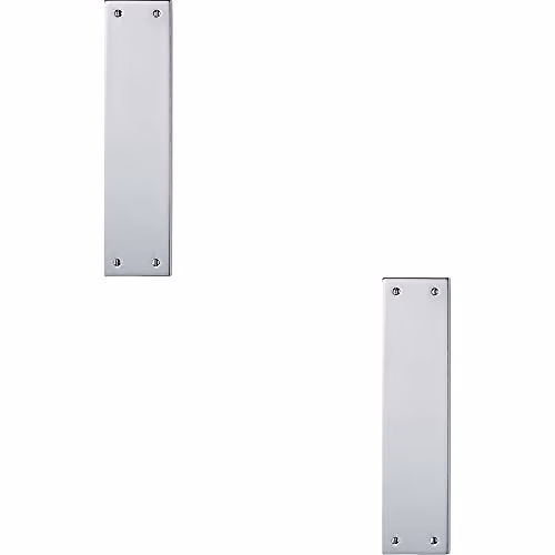 Loops 2 Pack Plain Victorian Door Finger Plate in Polished Chrome, W: 29.8 cm, H: 7.3 cm