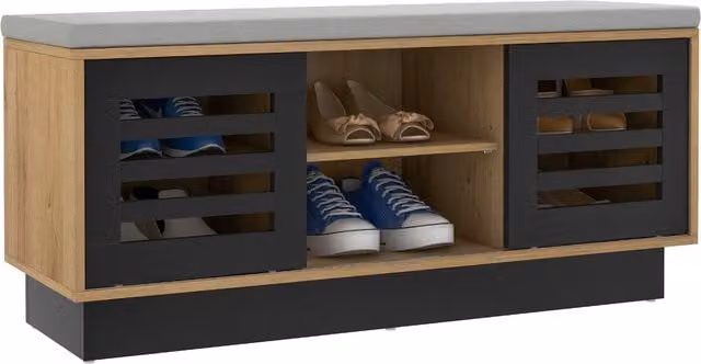 Costway Brown Shoe Storage Bench with Fabric Cushion