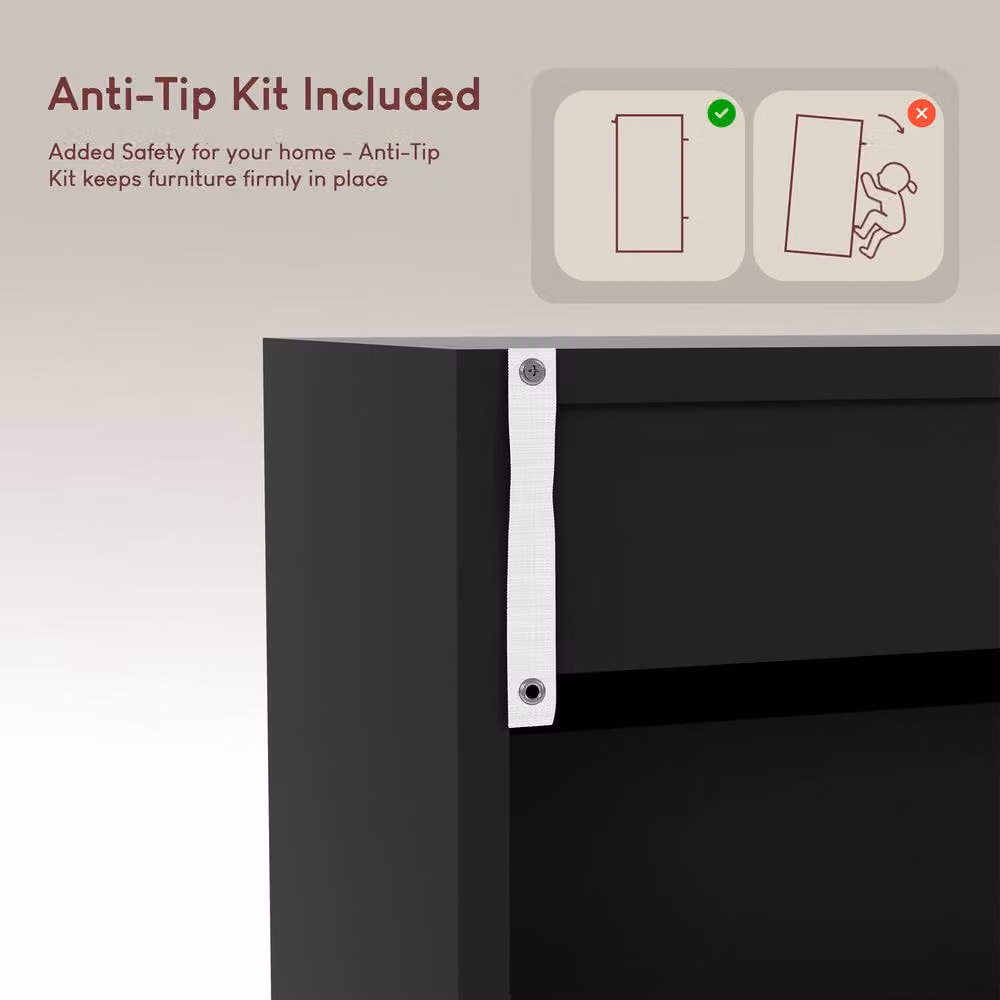 HD Designs Vida Designs Modern Black 2 Drawer Shoe Cabinet with Tilting Compartments – 5