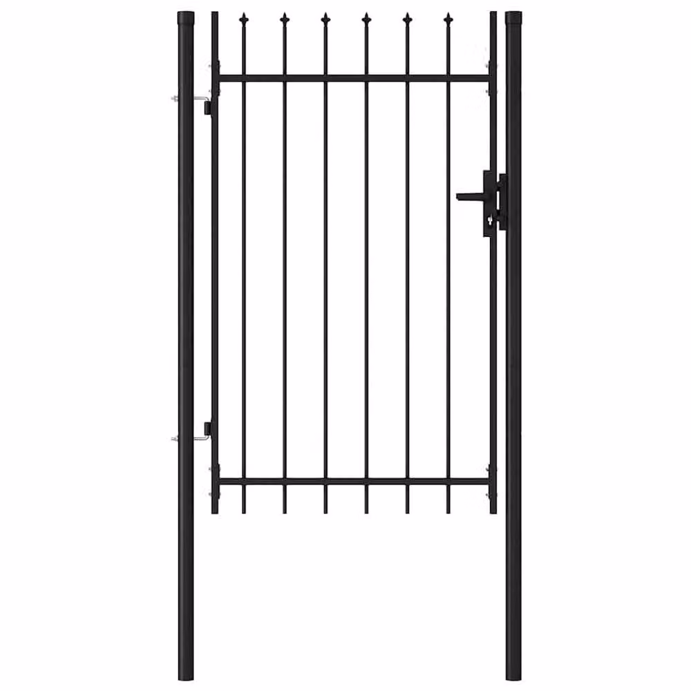 Berkfield Home Single Door Steel Fence Gate with Spike Top, Black, W: 1.0 m, H: 1.5 m – 4